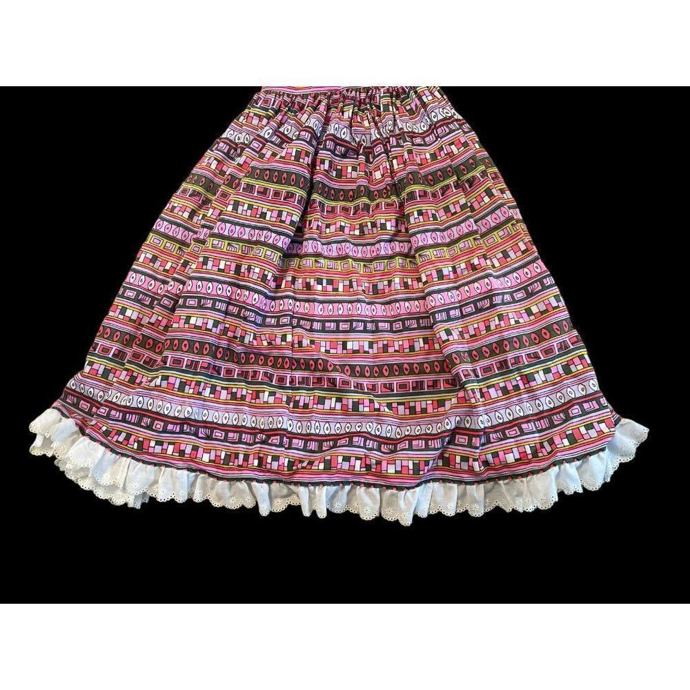 Vintage Handmade Girls Lace Trim Dress Full Flare Cottage Core - Picture 5 of 6